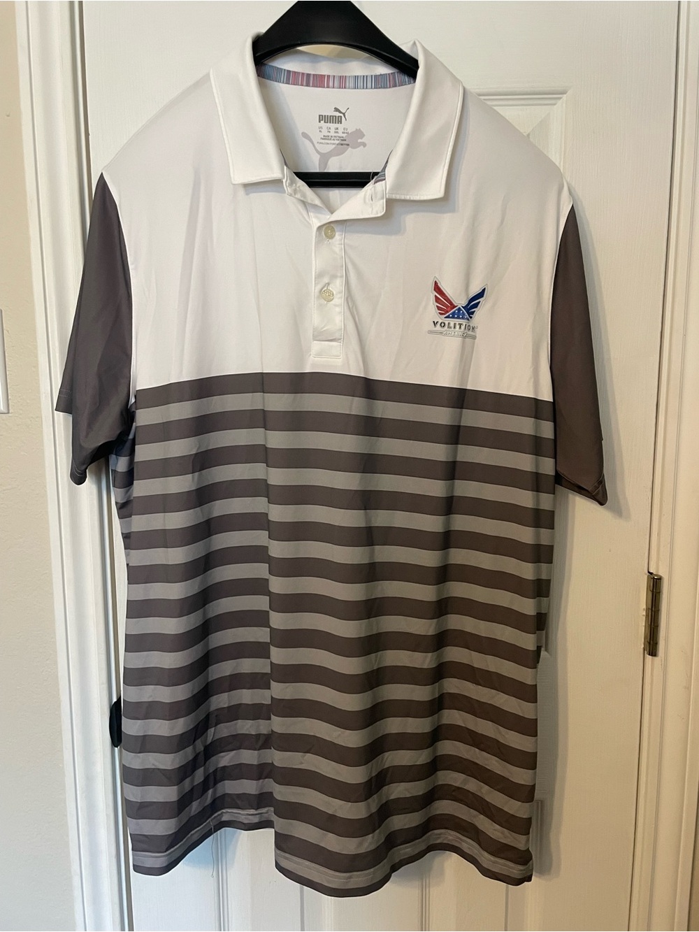 Puma White and Gray Striped Men’s Polo